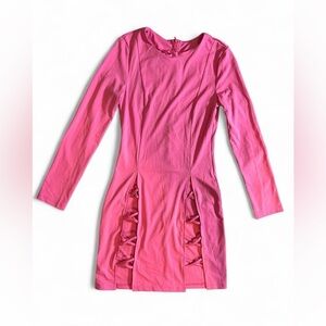 Pink Long Sleeve Dress with Side Cutouts Medium